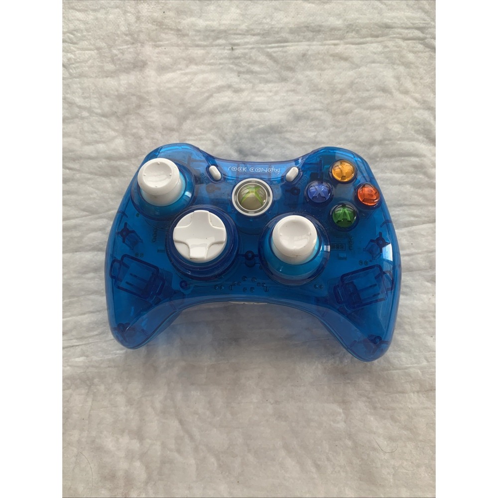 PDP Rock Candy Wired Controller for Xbox 360 Translucent Blue No Cable Untested